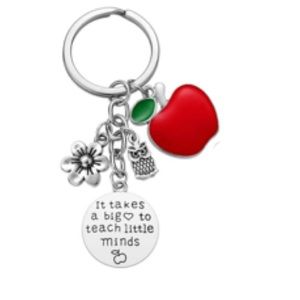 Teacher Keychain charm apple owl flower educator jewelry gift